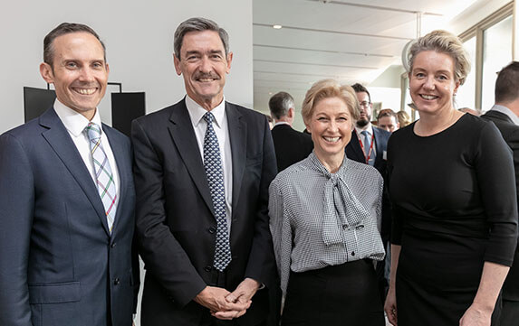 Dr Andrew Leigh MP, Terry Agnew, Melina Morrison, Bridget McKenzie at the Parliamentary Friends Event at Parliament House Canberra