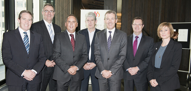Tony Stuart, Group CEO NRMA, Greg Wall, Group CEO Capricorn, Damien Walsh, CEO bankmecu, John McInerney, MD Common Equity Housing Ltd, Andrew Crane, CEO CBH Group, Peter Knock, CEO The Co-op, Melina Morrison, CEO BCCM
