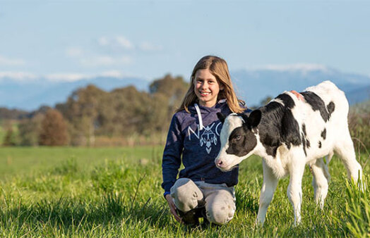 Girl with calf, source: Mountain Milk Co-op