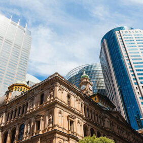 Sydney Downtown CBD Skyline, Australia, view from Bridge Street.