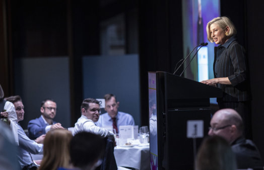 BCCM Resilience Dinner Melina speaking photo by Chris Gleisner