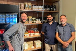 Michele (centre) and members of Gruppo l Impronta infront of their produce
